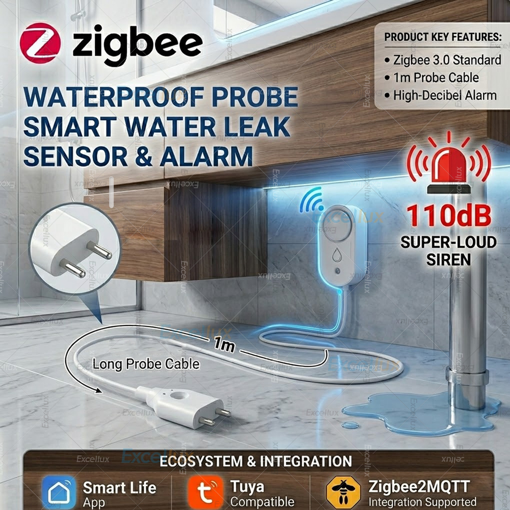 Smart Water Leak Sensor ZigBee - Water Alarm Sensor ulasan dan harga